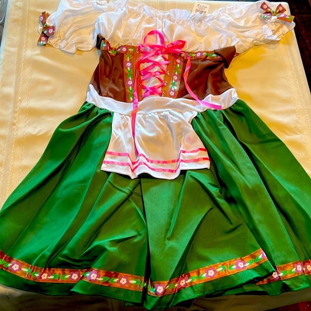 Wonderland Costumes Green and Brown Off-Shoulder Dress